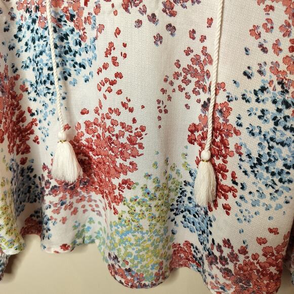 Lucky Brand Tasseled Boho Floral Top - Picture 6 of 9